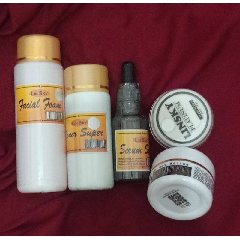 sepaket CREAM linsky full putih+platinum buat muka kusam original