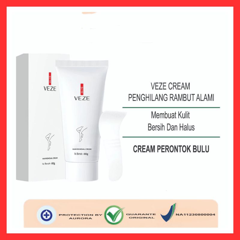 ( BPOM )BONUS SPATULA veze cream penghilang perontok bulu tangan kaki miss v kumis ketiak pria dan w