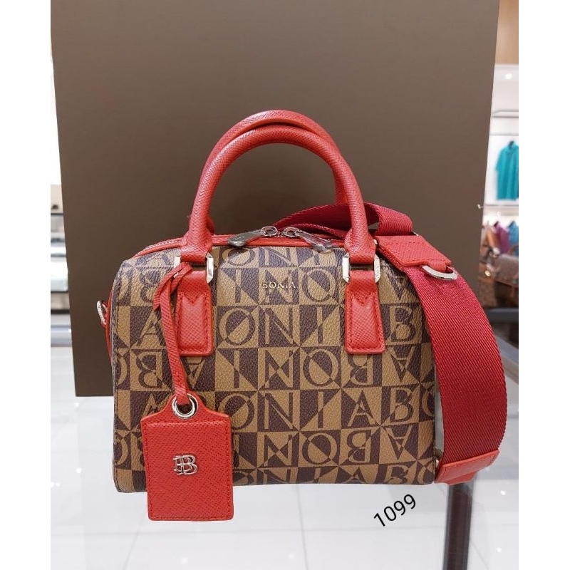 tas bonia original speedy s monogram les merah tali lebar