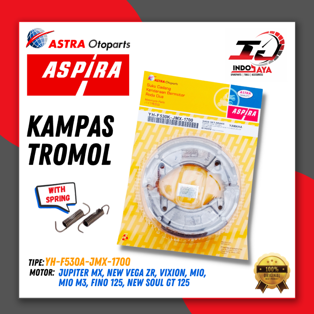 [BAYAR DI TEMPAT] ASPIRA KAMPAS TROMOL REM BELAKANG (TROMOL + PER) JUPITER MX / NEW VEGA ZR / VIXION