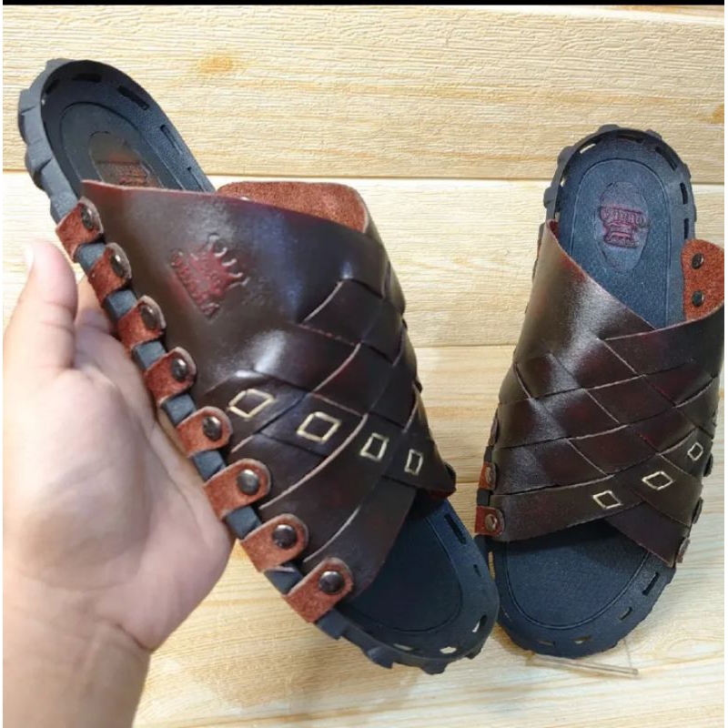 SANDAL KASUAL PRIA KULIT ASLI // SANDAL KULIT PRIA // SANDAL SLIDE PRIA ASLI KULIT