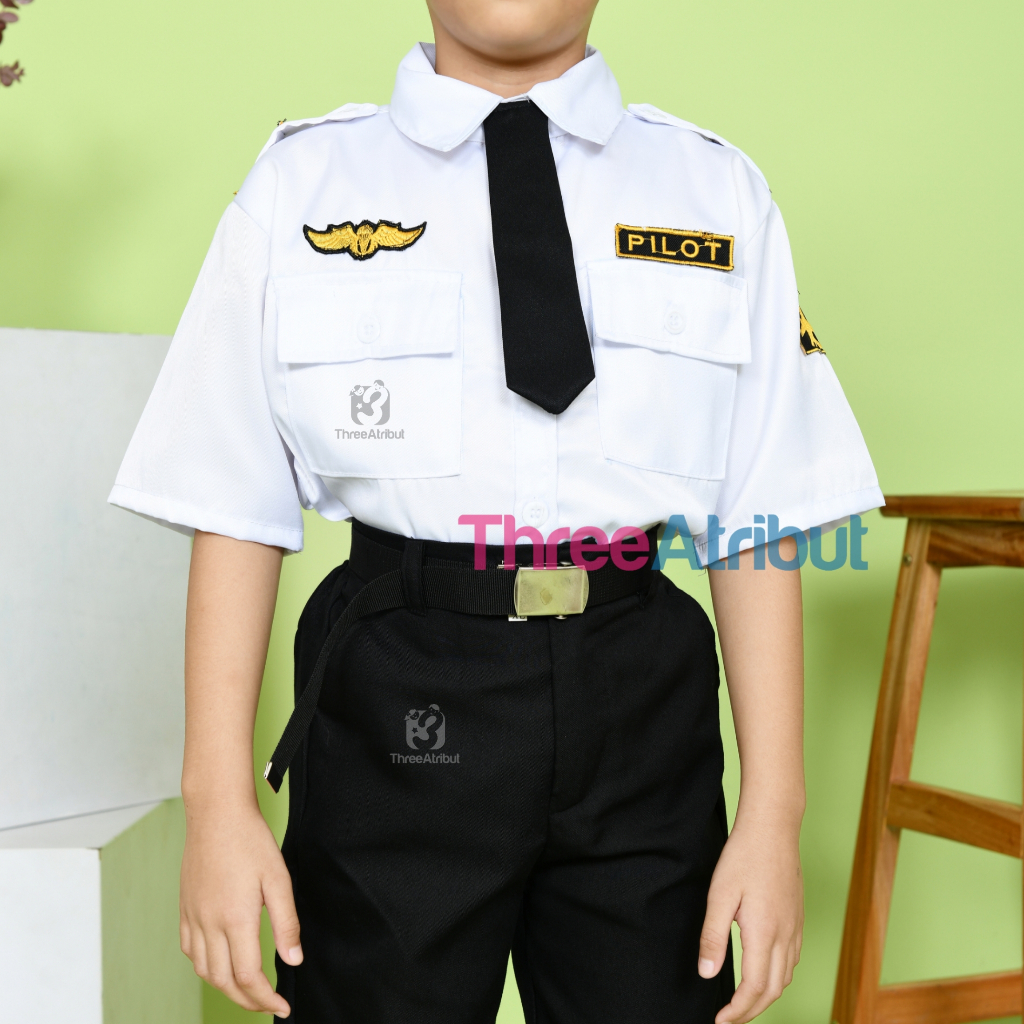 RB Baju Pilot Anak Laki Laki Perempuan Seragam Profesi Anak Kostum Premium