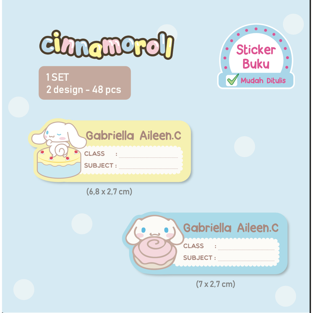 Stiker Karakter Lucu Buku Pelajaran Subject / Stiker Custom Buku Anak Sekolah / Stiker Mudah Ditulis