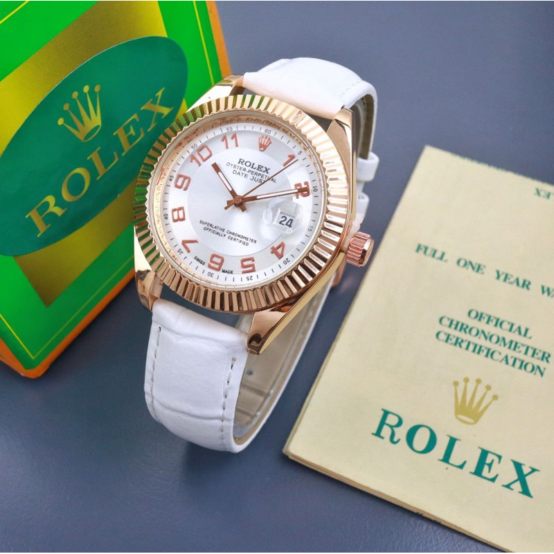 ( BISA COD ) Jam Tangan Wanita ROLEX Kulit Tanggal Aktif Jam Tangan Fashion Cewek
