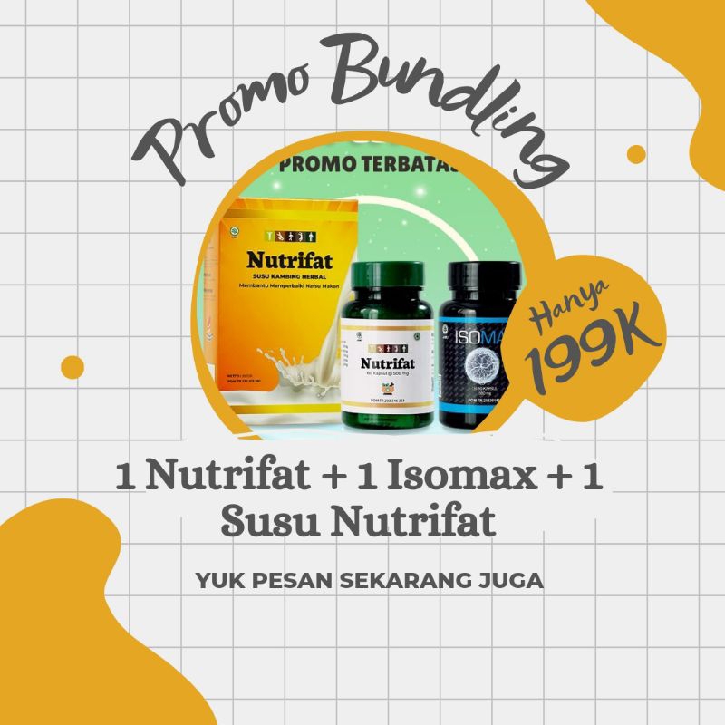 Penggemuk Badan Bpom Permanen Tanpa Efek Samping Kapsul Nutrifat Paket Bundling 1 Nutrifat + 1 Isoma