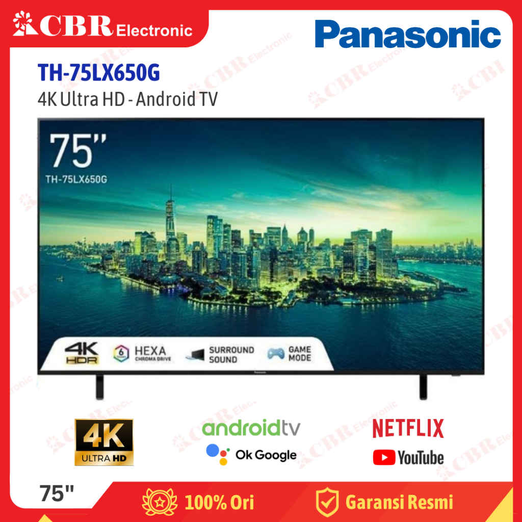 TV Panasonic 75 Inch LED 75LX650G (4K UHD-Android 11 TV)