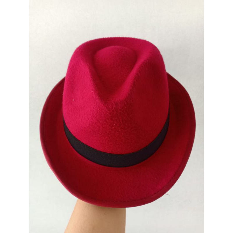 Topi Fedora Merah preloved