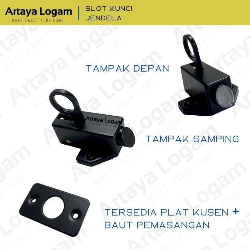 Slot Kunci Jendela Grendel Spring Knif Hitam Doff cocok untuk pintu rumah dan jendela