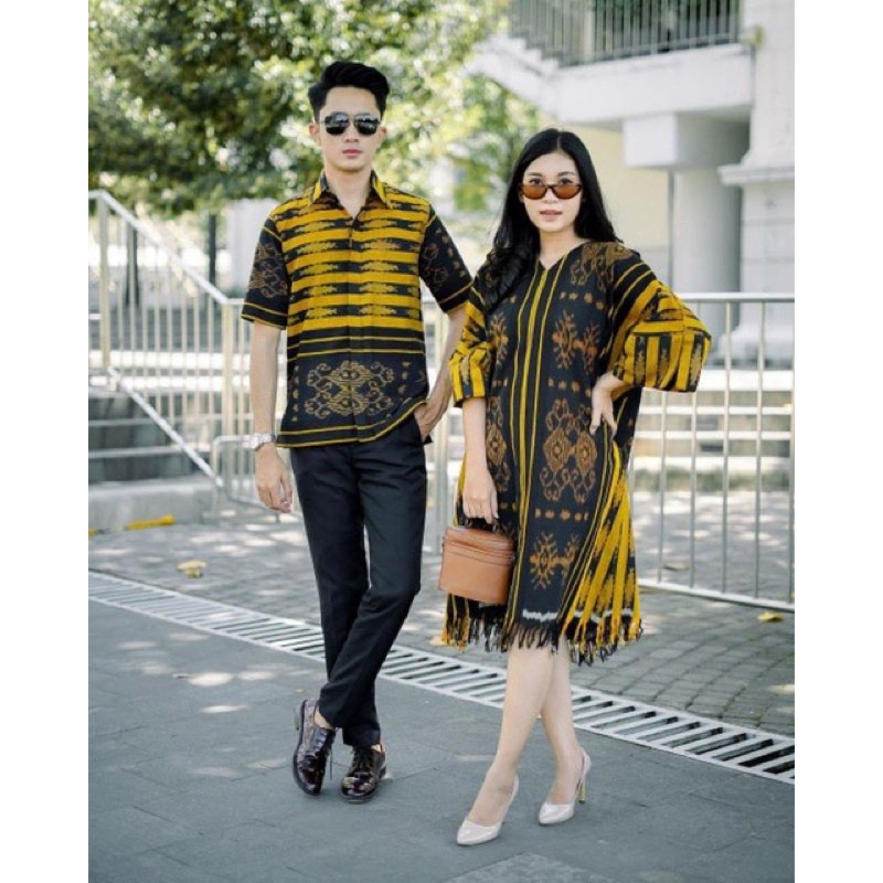 Dress sumba couple kuning kunyit tenun jepara