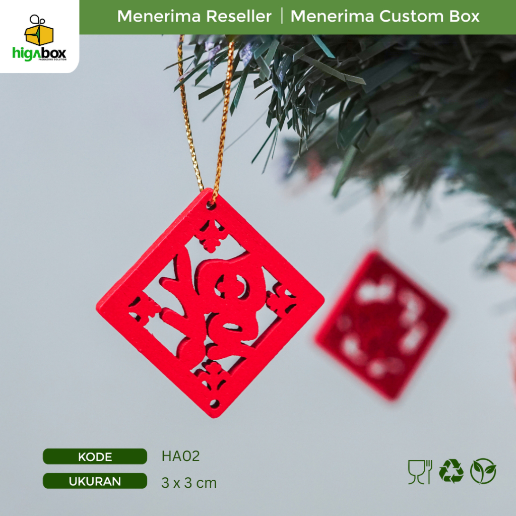 

Hang tag Shuang xi Kayu China / Ornamen Hang Tag Kayu China/ Tag Hampers | HA02