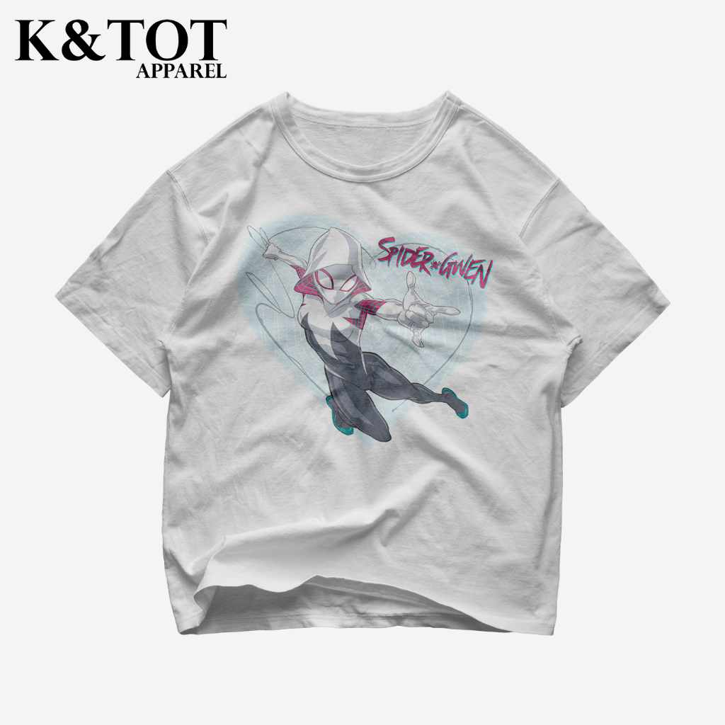 KNTOT - KAOS BAJU SPIDERMAN SPIDER GWEN MARVEL AVENGERS | TSHIRT OVERSIZE VINTAGE PUTIH BOOTLEG - PR