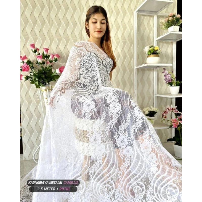 Bakal Kebaya Kain Brukat Brokat Pengantin Brukat Semi Italy Metalic Premium  2,5 Mtr