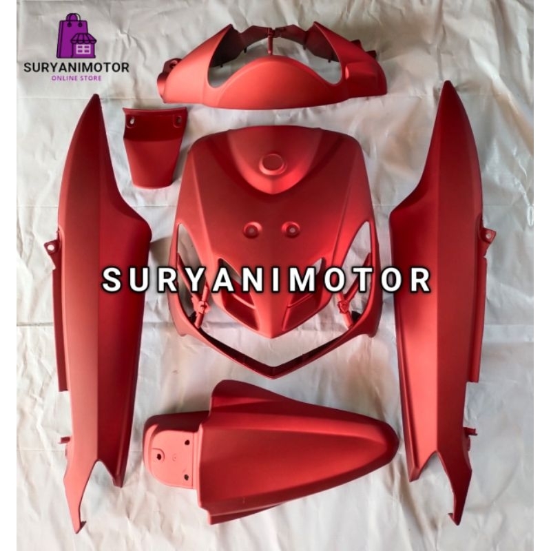 Full Set Cover Body halus Mio Smile Merah Maroon Doff / Bodi mio smile/ body mio sporty