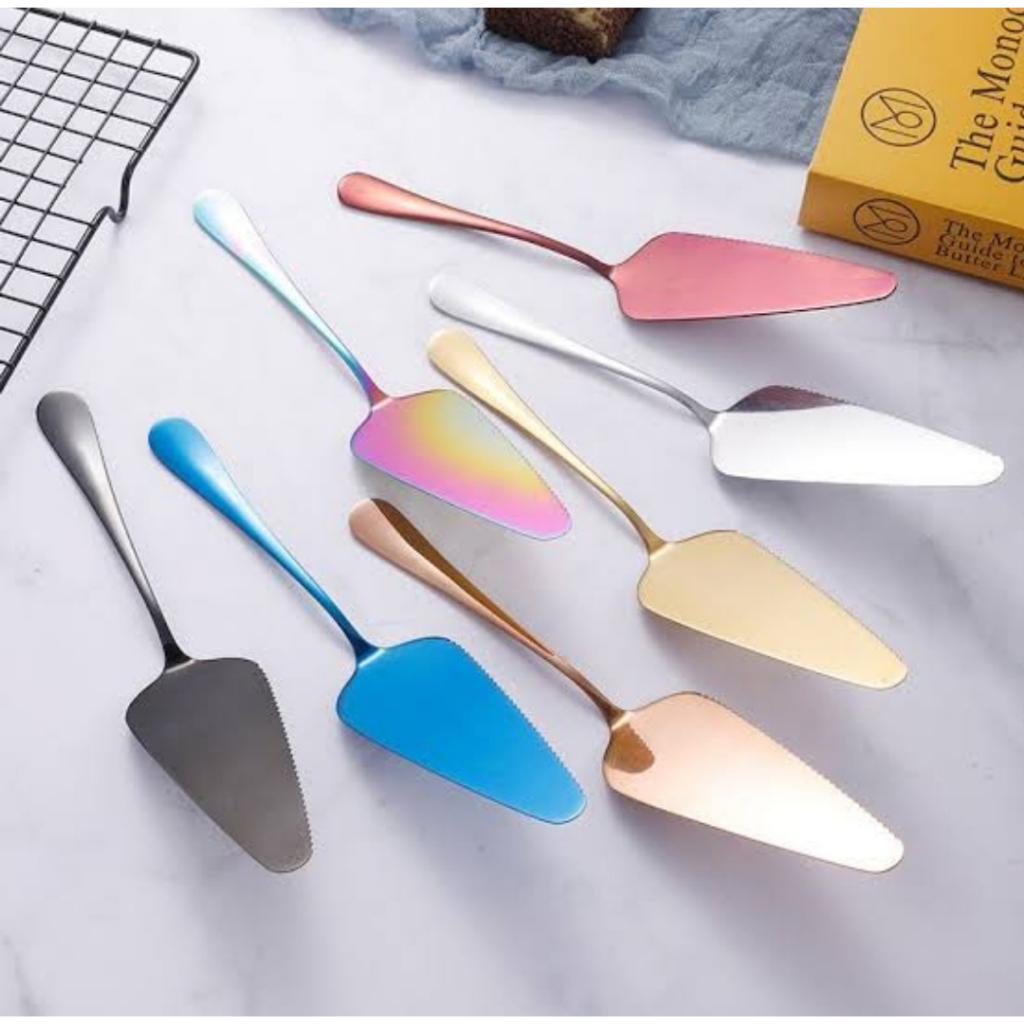 Pisau Sekop Pizza Cake Stainless Steel Sendok Scrap Pemotong Kue