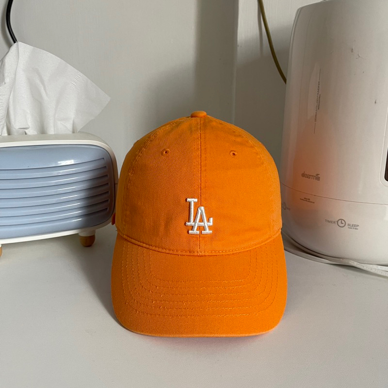 Orange Yellow LA small logo cap MLB