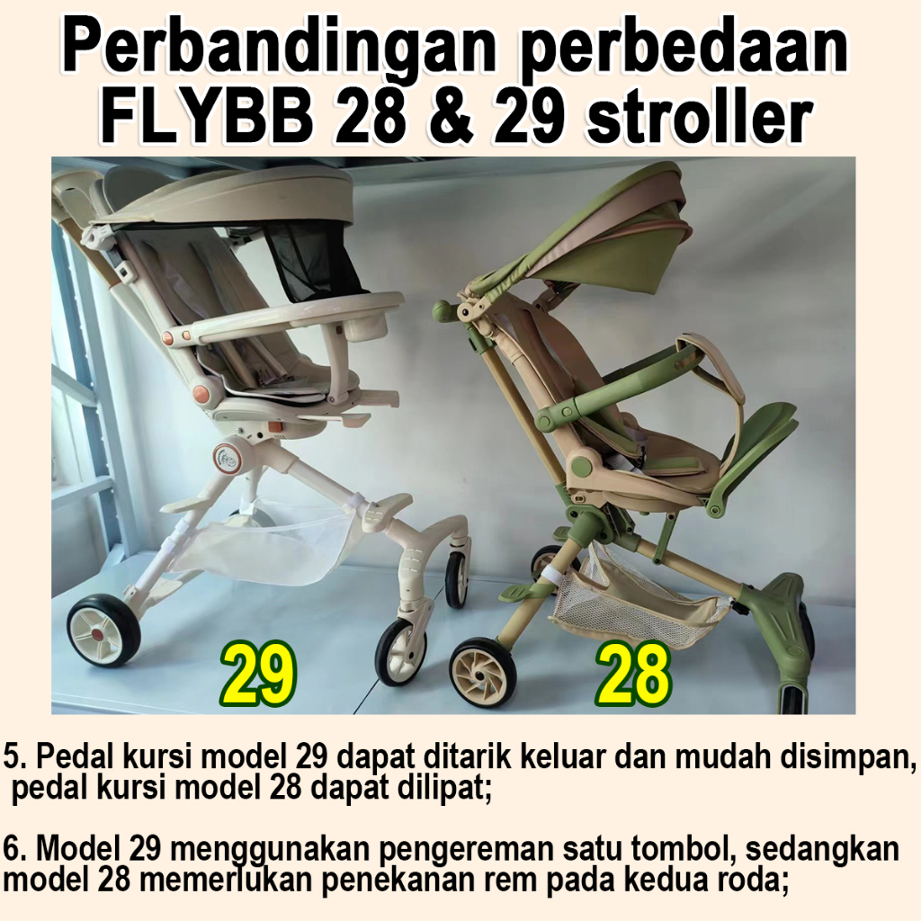 FLYBB Kereta Dorong Bayi Stroler Bayi Lipat  2 Arah Travelling Stroller Bayi