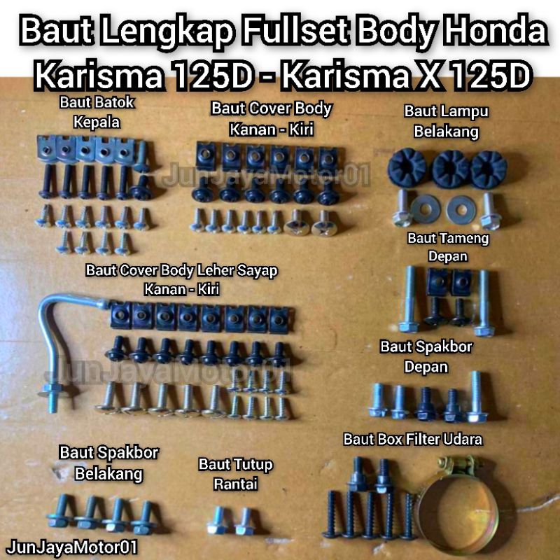 Baut Lengkap Full Set Body Bodi Honda Karisma X 125