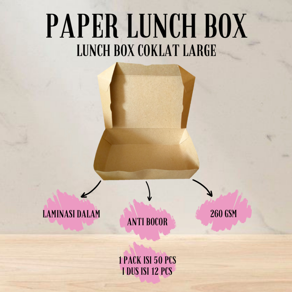 PAPER LUNCH BOX KRAFT COKLAT LARGE
