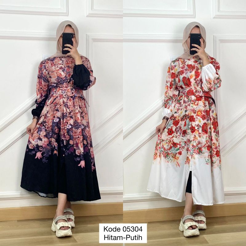 TUNIK // DRESS WANITA SLIKY MINQ IMPORT PREMIUM MOTIF BUNGA