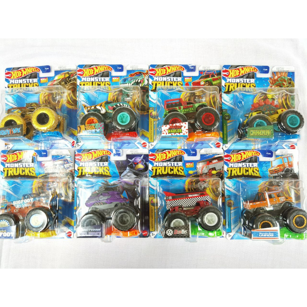 Hot Wheels Monster Truck Race Ace Tiger Wrex Mercedes-Benz Unimog Melon Mauler 4x4x4 Big Foot Motosa
