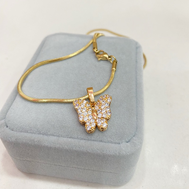 ✅Best Sellert Kalung Titanium Wanita Model Kupu-Kupu Kalung Titanium Wanita Liontin Kupu-Kupu Kalung