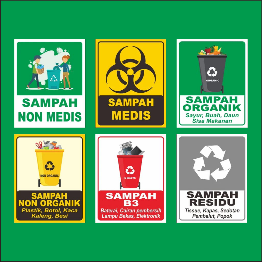 

Stiker Sticker Tempat Tong Sampah Non Organik Medis B3