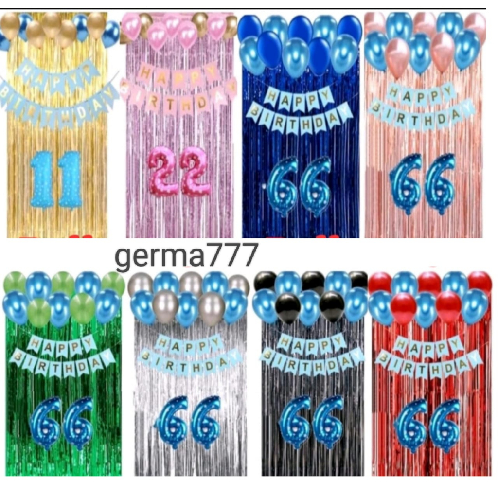 SET DEKORASI BALON LATEX METALIK PESTA ULANG TAHUN ANAK DEKOR ULTAH HAPPY BIRTHDAY SIMPLE