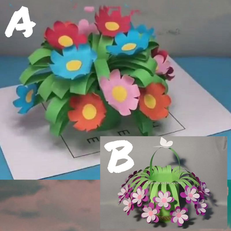 PAPER CRAFT origami bunga keranjang