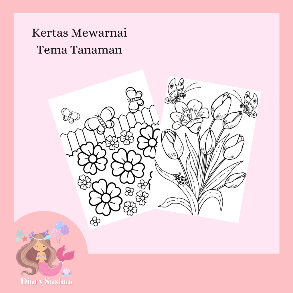 

Diarysashaa~Kertas Belajar Sketsa Mewarnai Gambar Edukatif Anak Colouring Tema Tanaman Murah