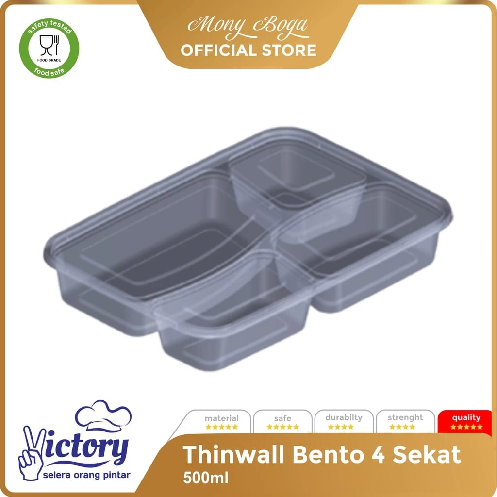 Thinwall Bento 4 Sekat Bekal Tempat Makanan 500ml - Thinwall Victory