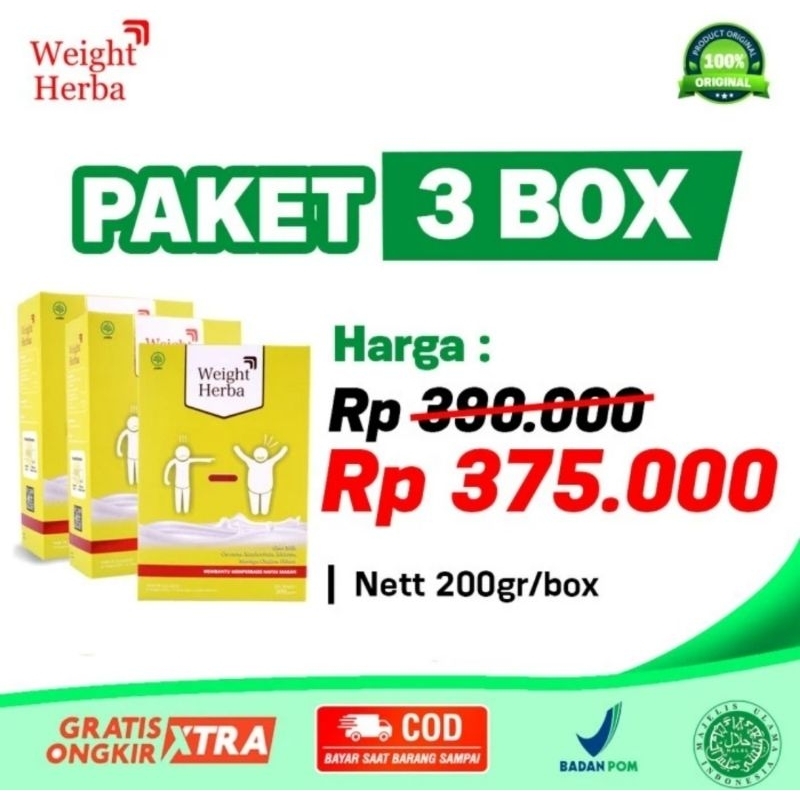 

WEIGHT HERBA - 3 BOX - SUSU PENAMBAH BERAT BADAN ALAMI