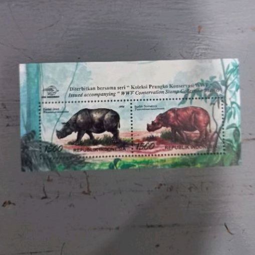 

Souvenir Sheet Prangko Perangko Indonesia Seri WWF Badak 1996