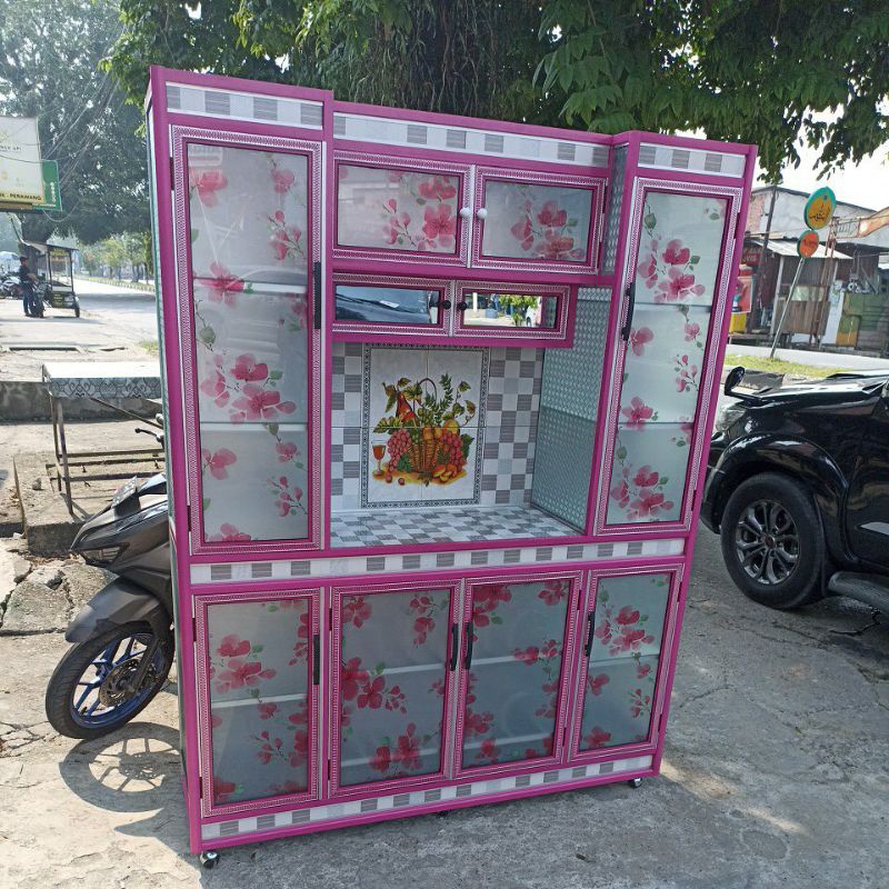 rak piring kaca | lemari alumunium | lemari dapur  | lemari sayur
