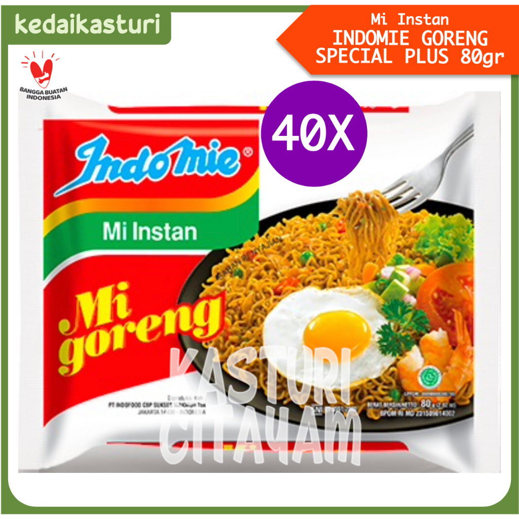 

Indomie Spesial Plus 80g Mie Instan Goreng [1 Karton 40 Pack]