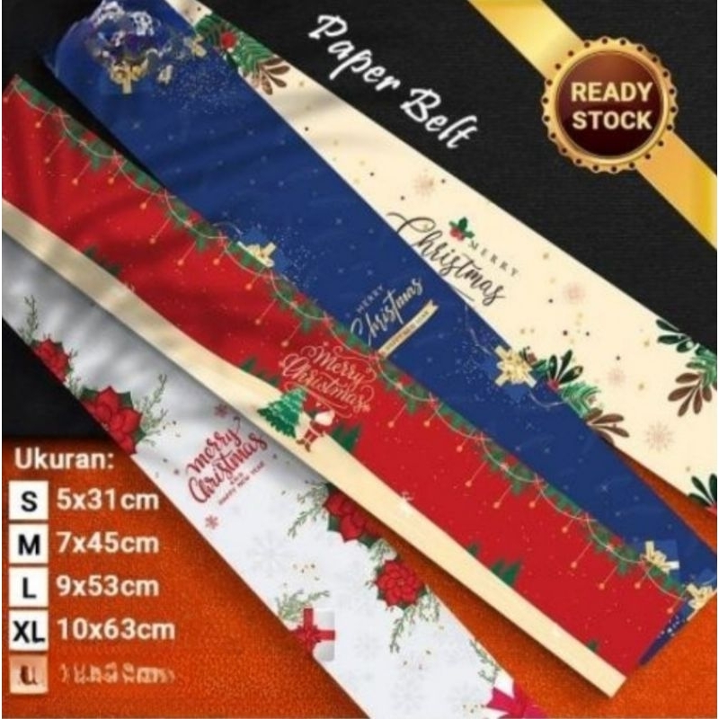 

Christmas Paper Belt Paperbelt Natal Label Sleeve Sabuk Hampers Kado Hadiah