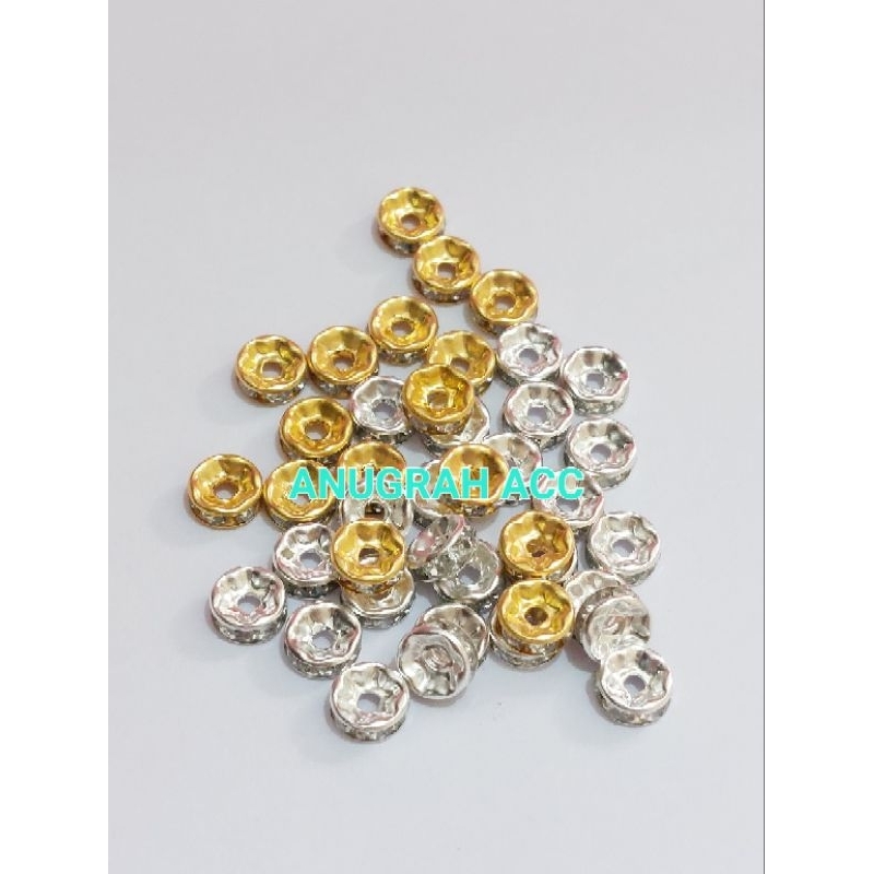 rondel mata pembatas gelang / rondel spacer beads 25pcs