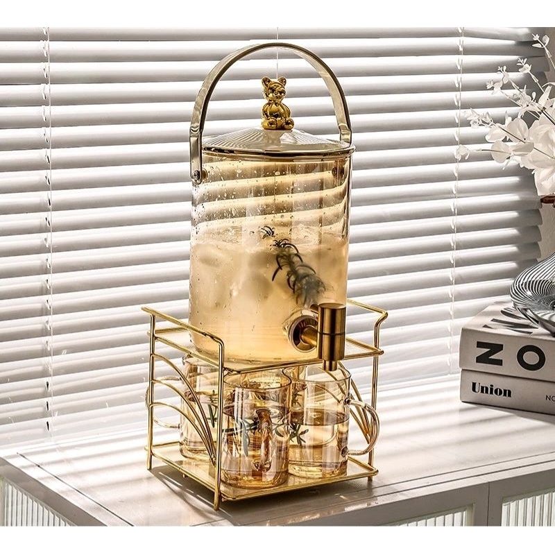 twigs.id Luxury Gold Amber Water Beverage Glass Dispenser Set