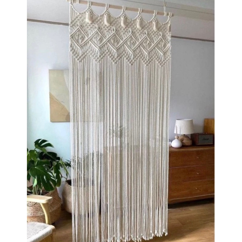 Tirai macrame (Ready Stok) || gorden macrame || macrame curtain warna natural || Tirai Pintu || Tira