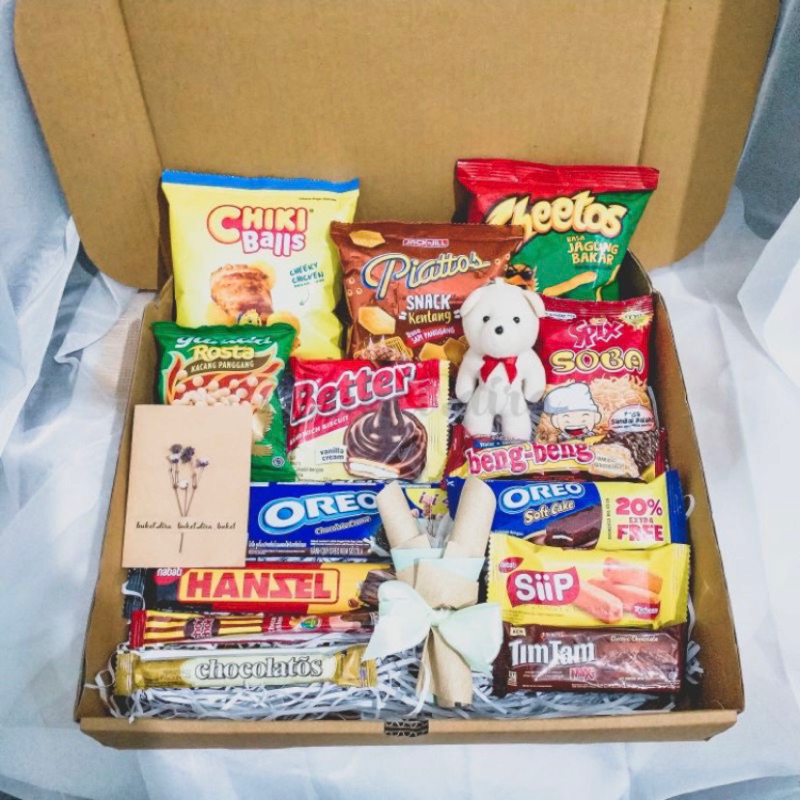 

snack box gift box hampers snack a b c free kartu ucapan + bubble wrap