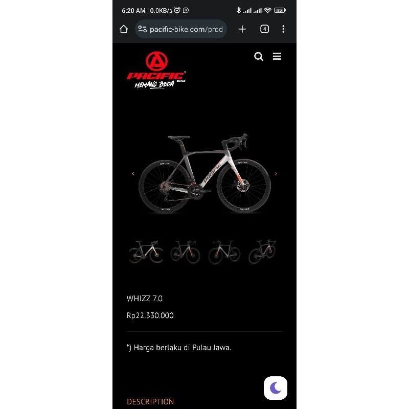 SEPEDA BALAP ROAD BIKE FRAME CARBON PACIFIC WHIZZ 7.0 2X11SP SHIMANO 105