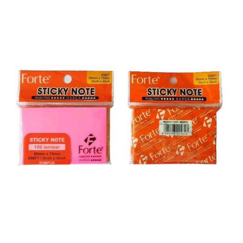 

Sticky Note FORTE Warna / Kertas Memo Tempel Warna (50mm x 75mm) 656 FT
