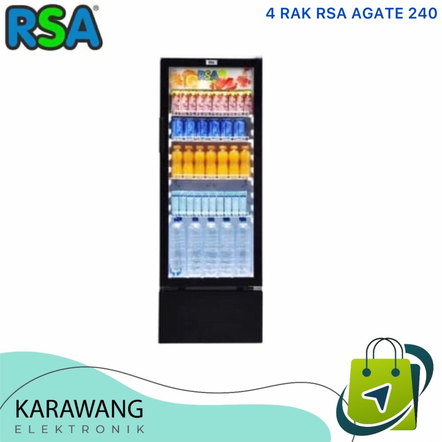 Showcase RSA AGATE 240 Rak 4 Susun Kulkas Kaca Pendingin Khusus Karawang Cikampek Purwakarta Kosambi