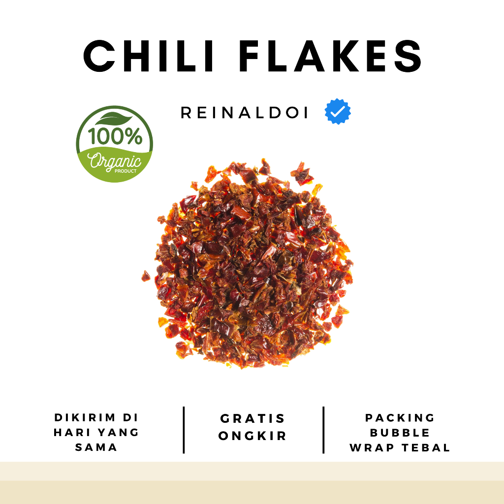 

Chili Flakes Cabai Kering Cacah Rempah 100 GR