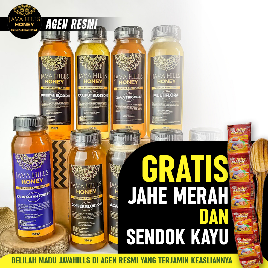 

Java hills Madu Murni Semua Variant multiflora java trigona kalenceng coffe blossom akasia acacia kalimantan Javahills Honey 330gra