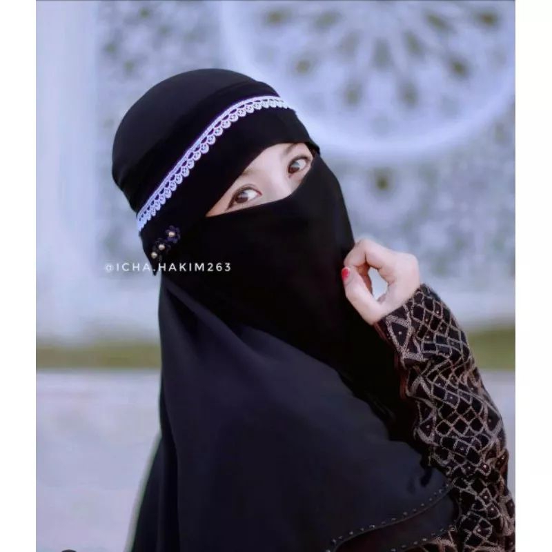 Niqab Milaya Cadar Poni cadar Tali cadar niqab milaya renda bunga hana ceruty babydoll premium
