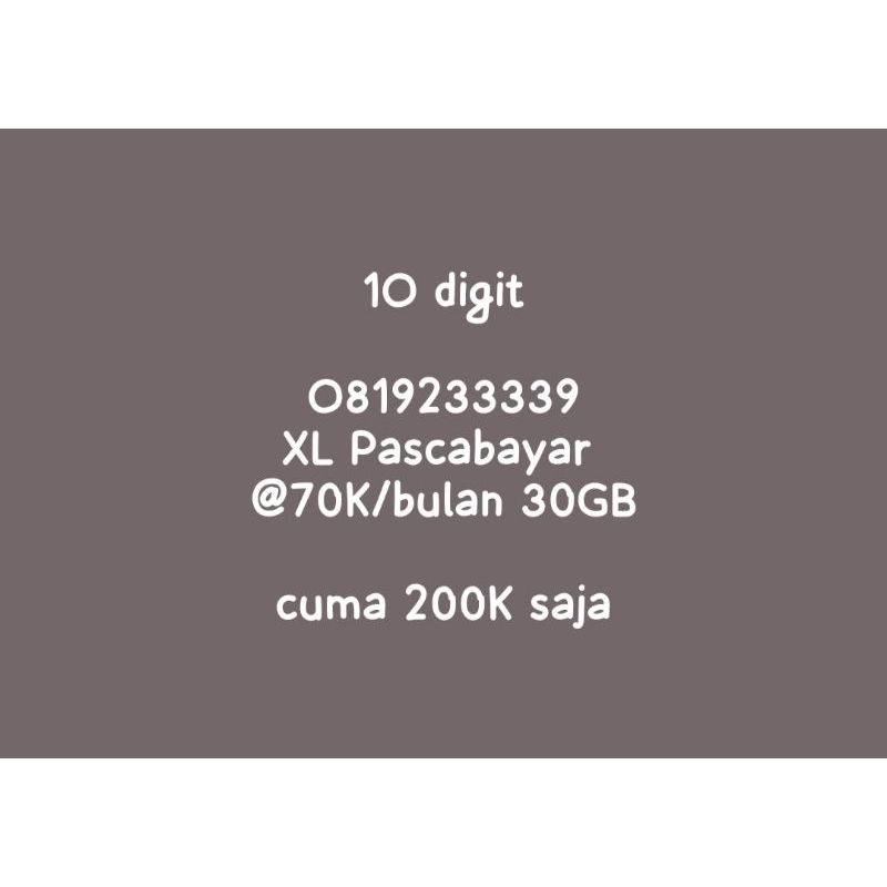 XL 10 DIGIT Pascabayar