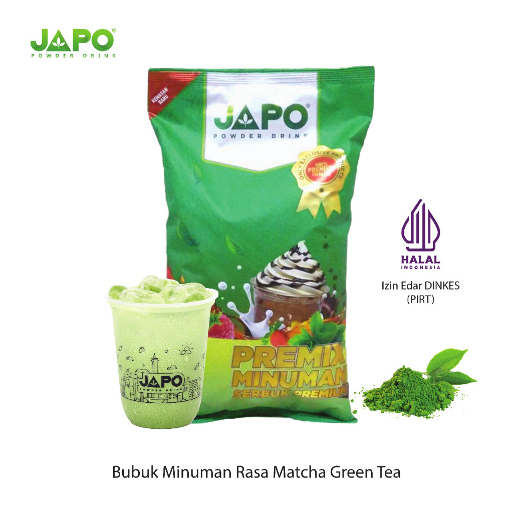 

BUBUK MINUMAN INSTAN RASA MATCHA GREENTEA 1 Kg JAPO PREMIUM POWDER DRINK GREEN TEA | SERBUK ES TEH