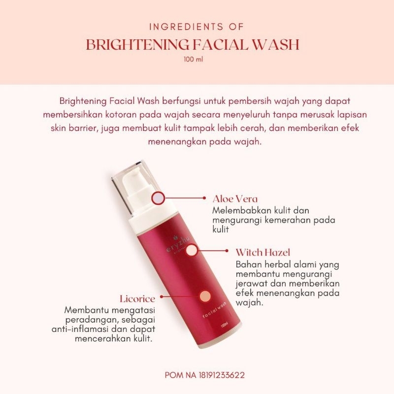 Eryzhu Facial wash brightening series skincare aman halal bpom