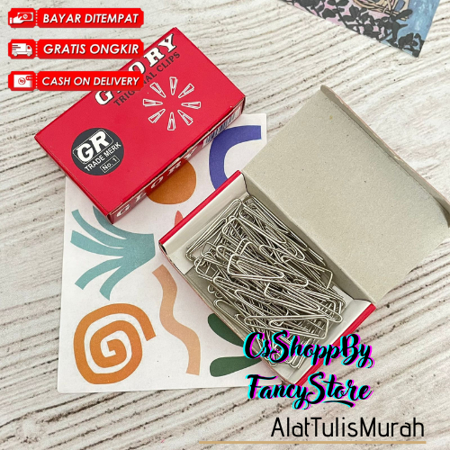 

Penjepit Kertas Trigonal Perlengkapan Kantor Glory 1box Klip Kertas Bisa COD