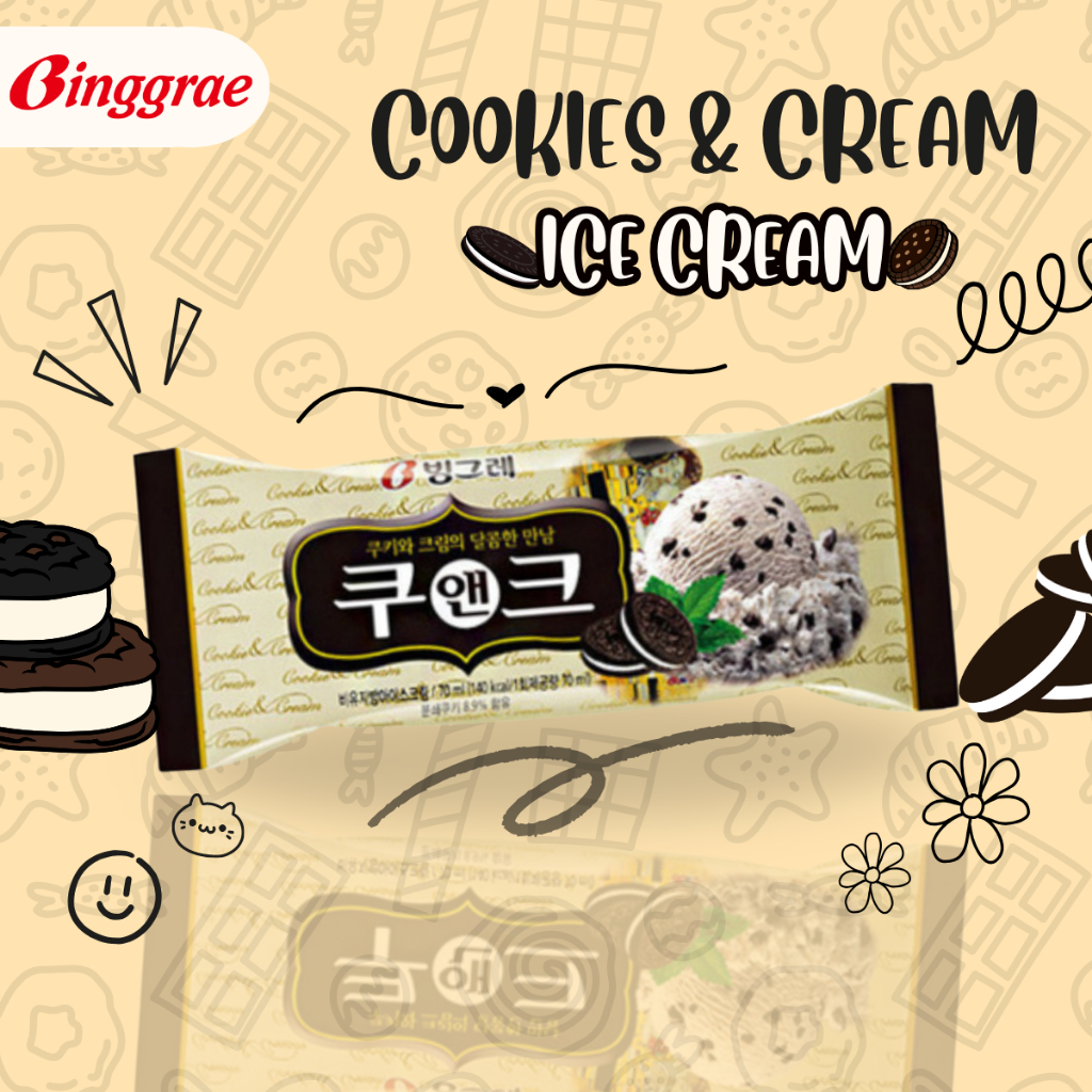 

Binggrae Cookie & Cream Ice Bar Es Krim Import Stik Dengan Rasa Cookies 1 Pcs